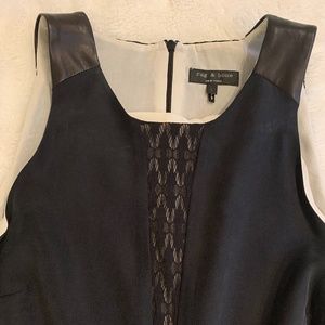 Rag & Bone Silk Tank w/ Leather shoulders